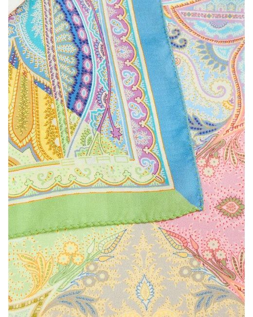 Etro Pink Printed Silk Pocket Square for men