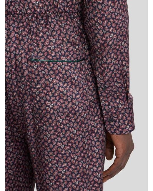 Etro Purple Trousers With Micro Paisley Motif for men