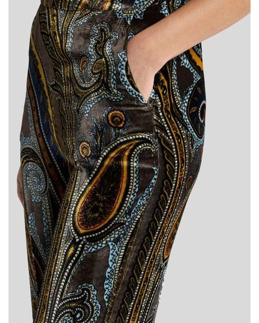 Etro Multicolor Straight-Leg Velvet Trousers With Paisley Motif