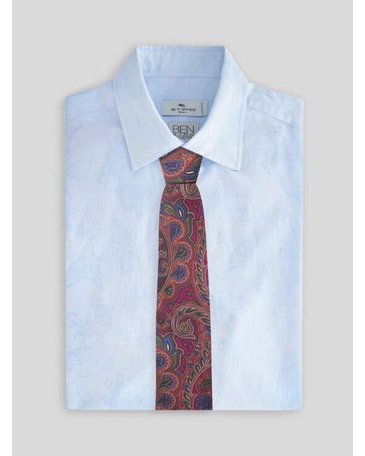 Etro Purple Printed Silk Tie for men