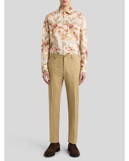 Etro Natural Cotton Jacquard Trousers for men