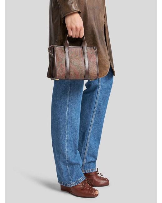 Etro Brown Mini Arnica Top-Handle Bag