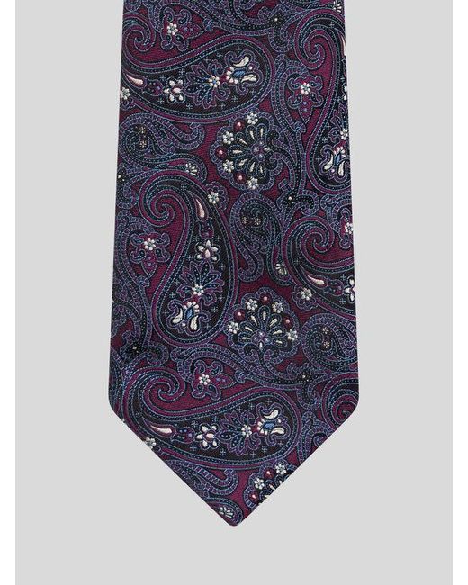 Etro Purple Patchwork Silk Tie for men
