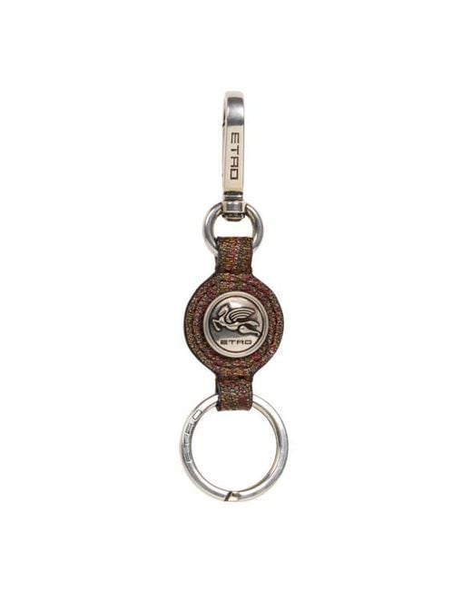 Etro White Circular Arnica Key Ring With Pegaso Coin for men