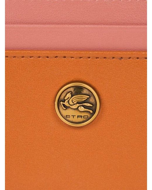 Etro White Two-Tone Leather Card Holder