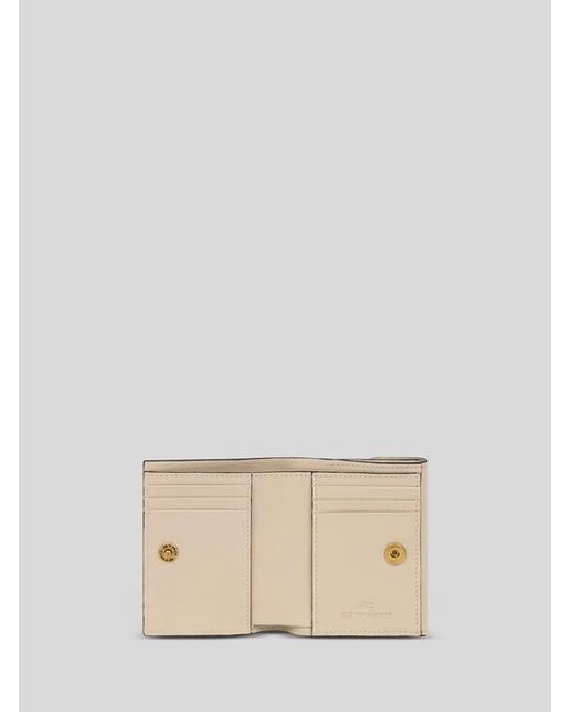 Etro Natural Small Tumbled Leather Pony Wallet