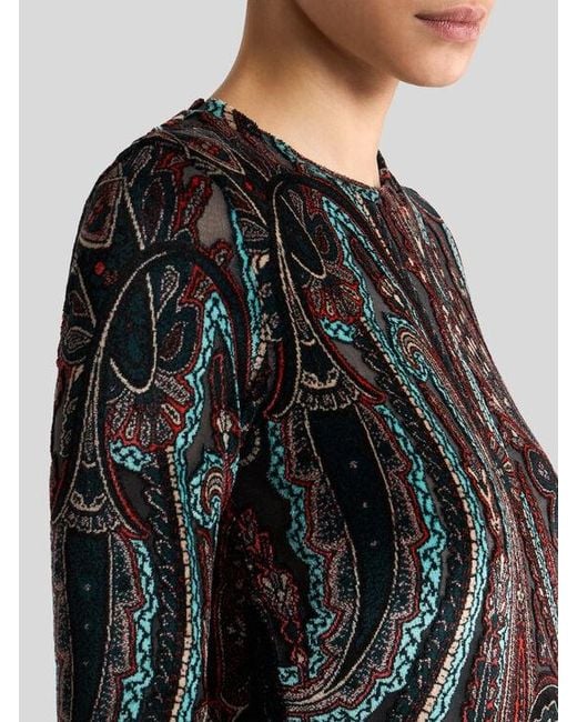 Etro Black Chenille Jacquard Sweater With Paisley Motif