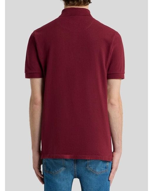 Etro Plain-Coloured Cotton Polo Shirt With Printed Details for men