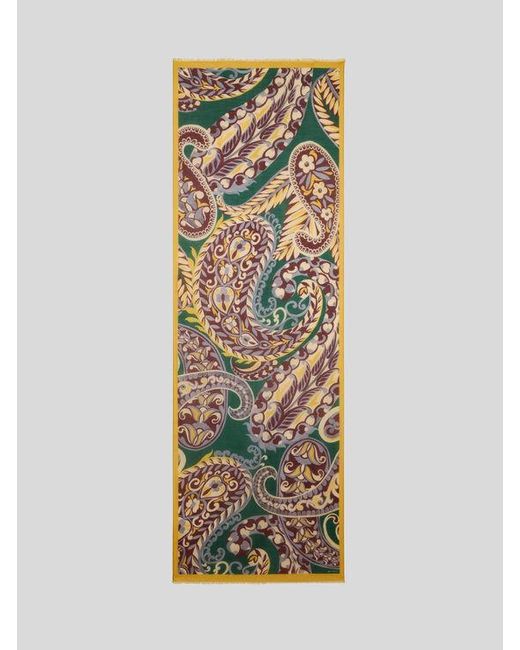 Etro Green Floral Paisley Scarf