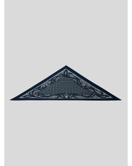 Etro Blue Triangular Wool Scarf With Tie Motif for men