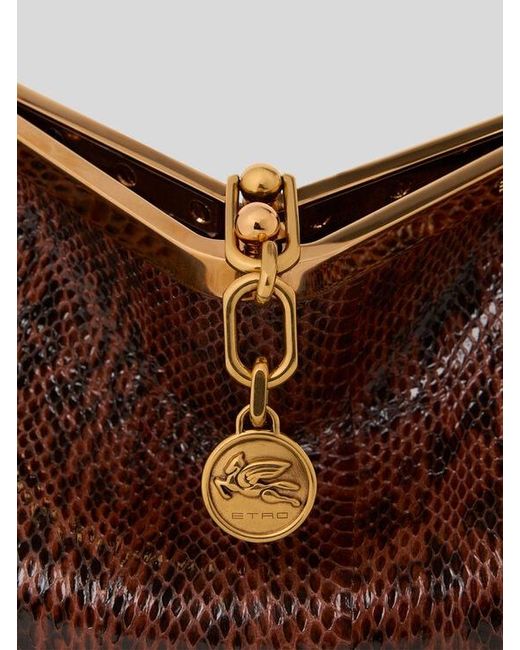 Etro Brown Small Elaphe Leather Vela Bag