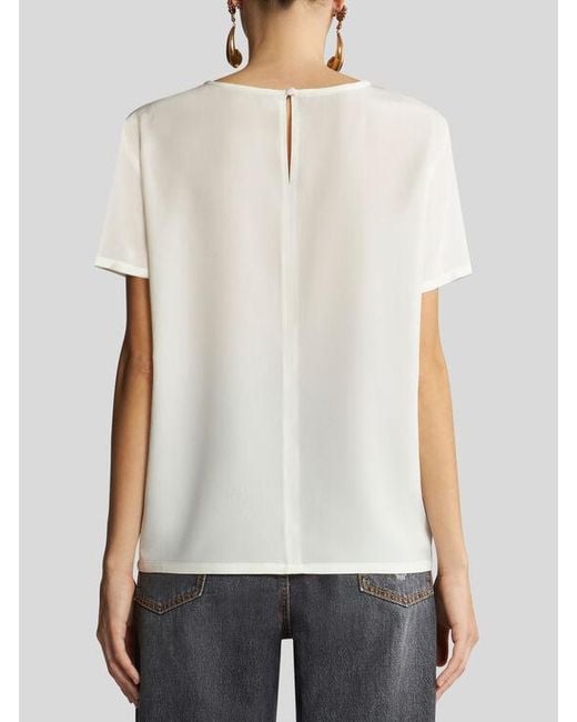 T-Shirt En Crêpe De Chine, Femme, Taille Etro en coloris White