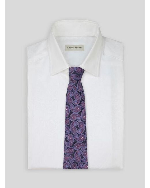 Etro Purple Paisley Silk Jacquard Tie for men