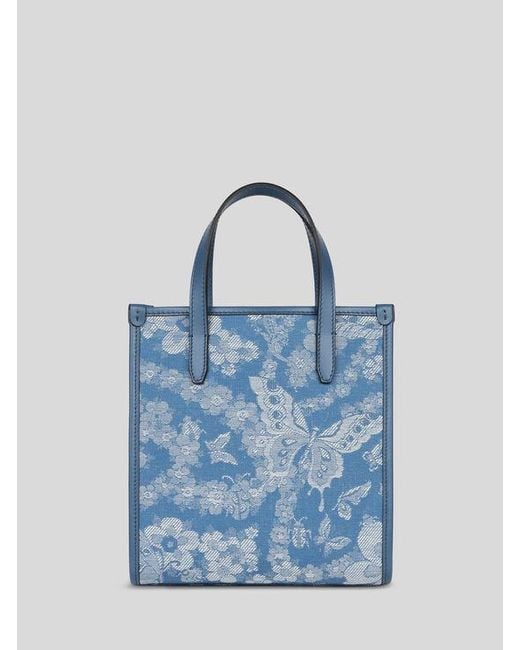 Etro Blue Small Denim Love Trotter Bag With Pegaso Symbol