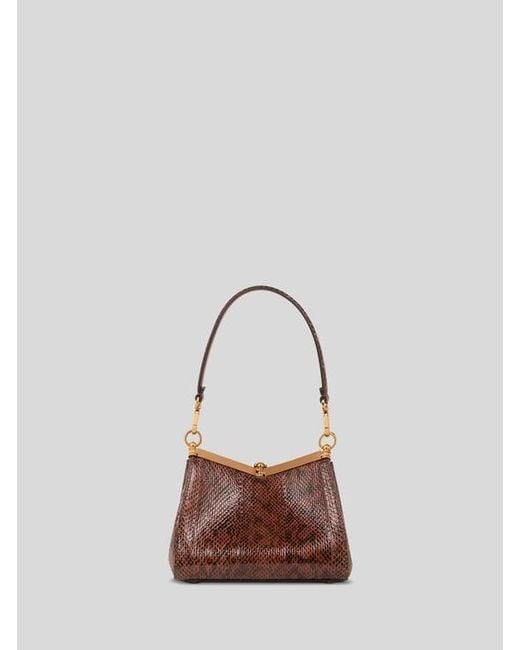 Etro Brown Small Elaphe Leather Vela Bag