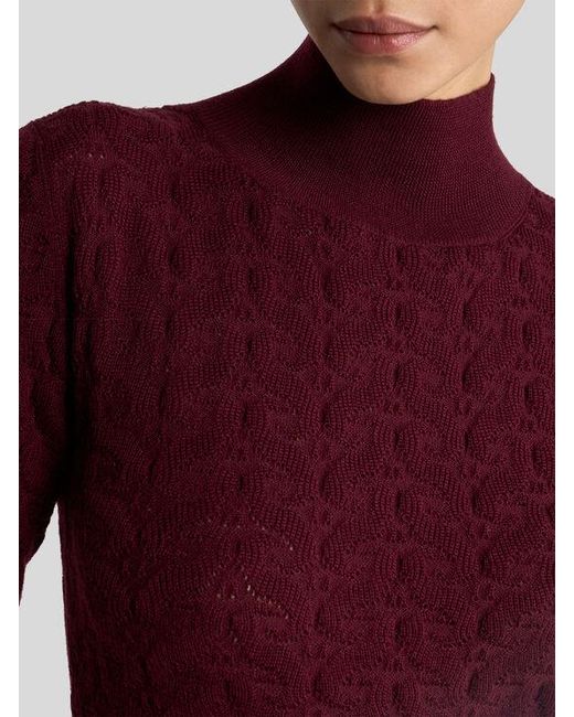 Etro Red Wool Mock-Neck Sweater With Paisley Detailing
