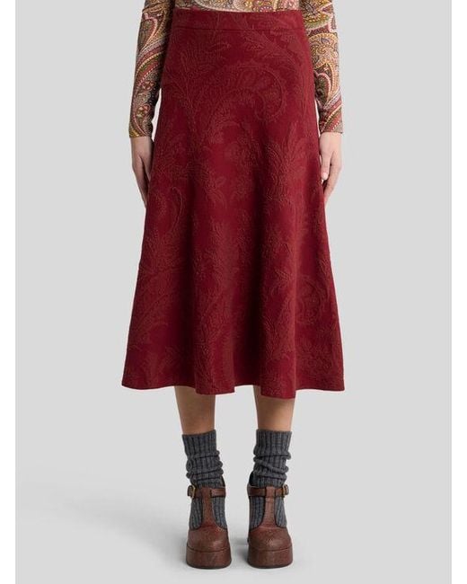 Gonna Midi Con Paisley Floreale Jacquard, Donna, Taglia di Etro in Red