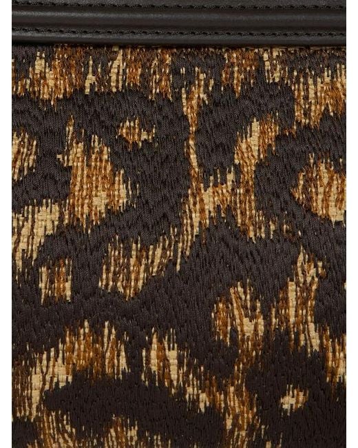 Etro Brown Raffia Doc Pouch With Animal Embroidery