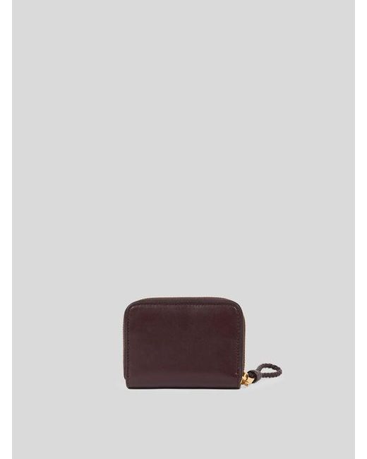 Etro Brown Libra Compact Zip-Around Leather Wallet With Pegaso