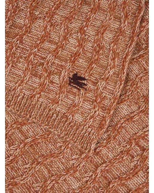 Etro Brown Cable-Knit Cashmere Scarf for men