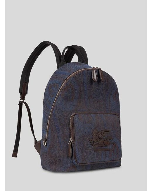 Etro Blue Essential Jacquard Backpack for men