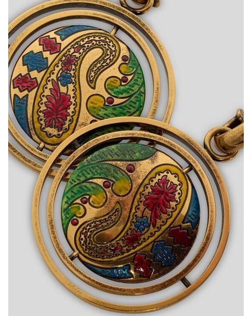 Etro Metallic Drop Earrings With Paisley Button