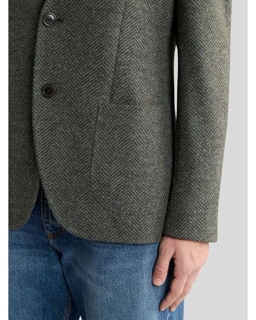Etro Gray Single-Breasted Knit Jacket With Chevron Motif for men