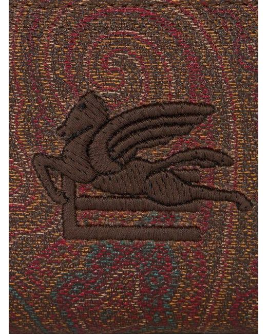 Etro Brown Arnica Coin Purse With Pegaso Detail