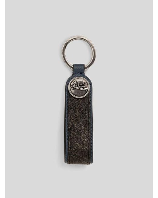 Etro White Arnica Key Ring With Pegaso Coin for men