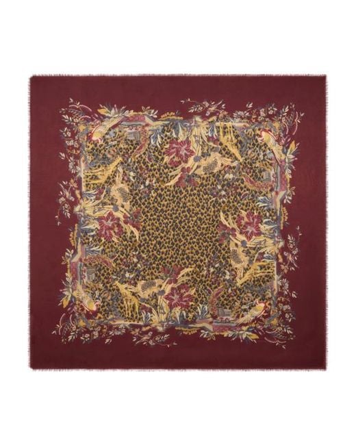 Etro Brown Modal And Cashmere Jacquard Shawl With Leopard Motif