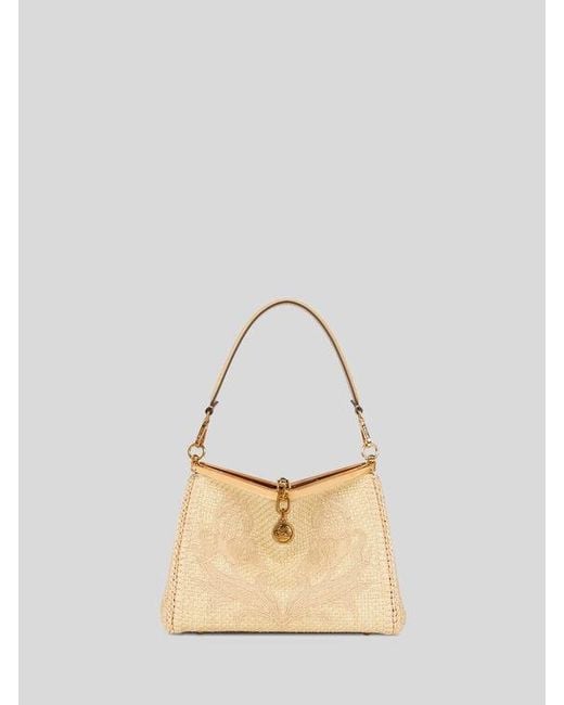 Etro Natural Medium Raffia Vela Bag