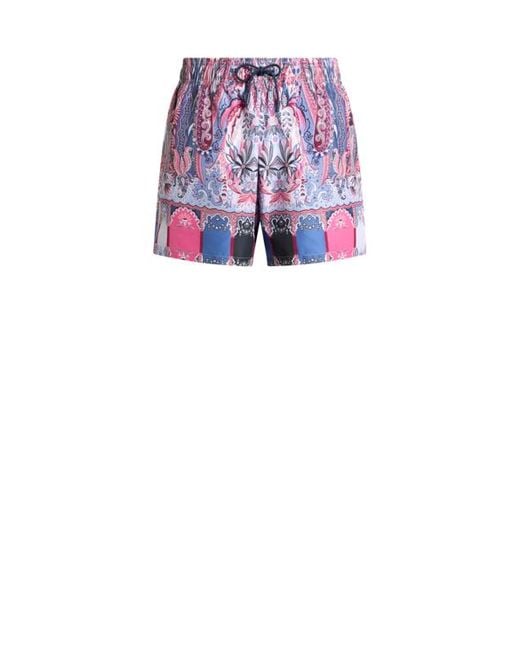 Etro Pink Swimsuit With Placed Floral Paisley Print for men