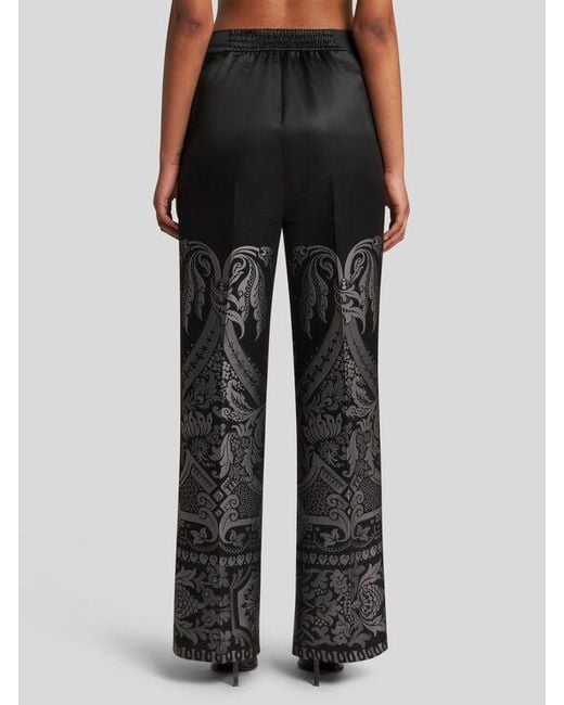 Etro Black Silk Jacquard Palazzo Trousers