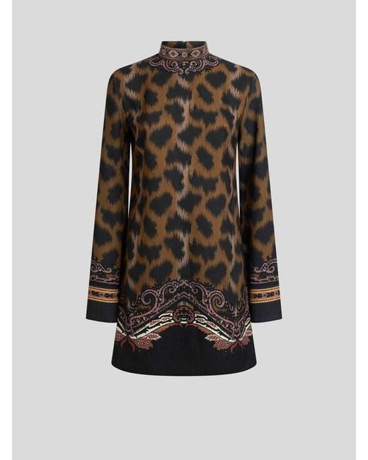 Etro Brown Mini Tunic Dress