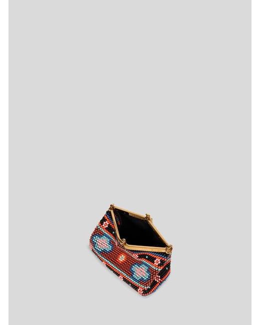 Etro Red Small Vela Bag With Bead Embroidery
