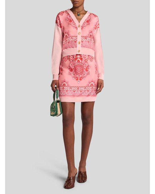 Mini-Jupe En Maille Imprimée, Femme, Taille Etro en coloris Pink
