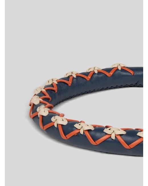 Etro Blue Leather Bag Handle With Threading