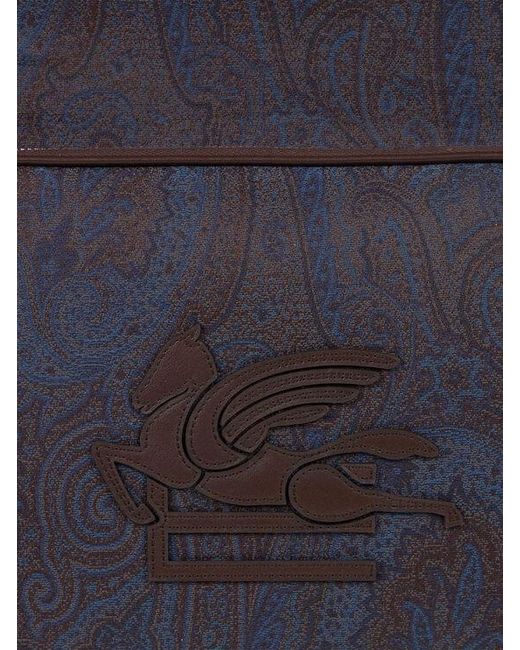Etro Blue Essential Jacquard Backpack for men