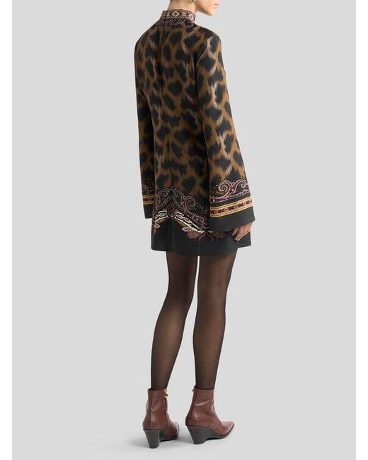 Etro Brown Mini Tunic Dress