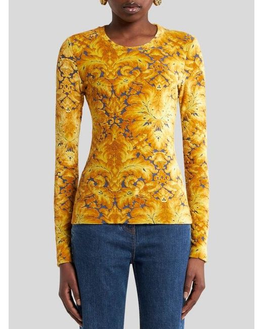 Etro Yellow Chenille Jacquard Top