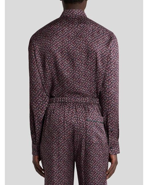 Etro Purple Micro-Paisley Shirt for men