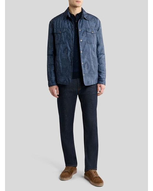 Etro Blue Paisley Overshirt for men