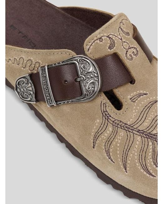 Etro Brown Birkenstock By Embroidered Suede Boston Clogs for men
