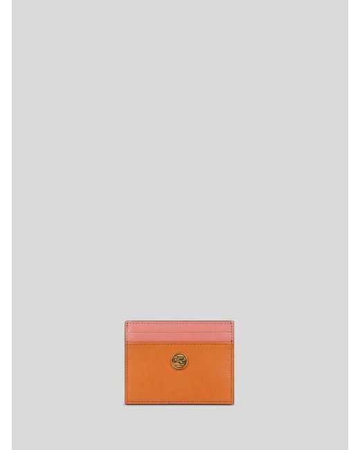 Etro White Two-Tone Leather Card Holder