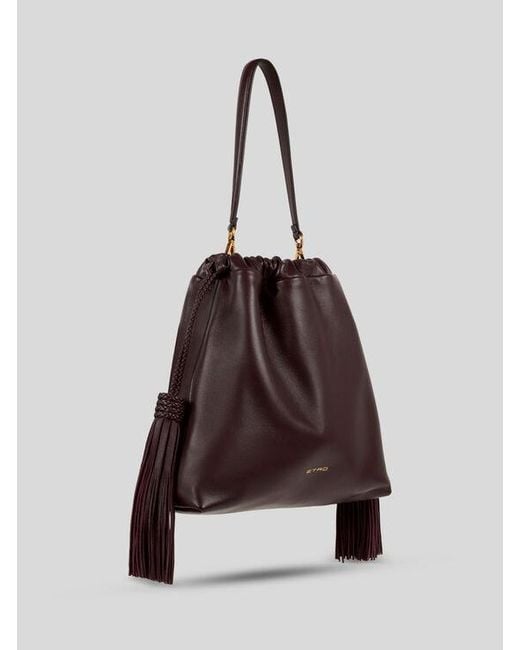 Etro Brown Medium Leather Kalispera Bag With Tassels