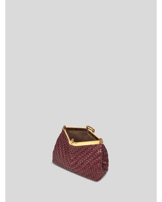 Etro Purple Small Woven Leather Vela Bag