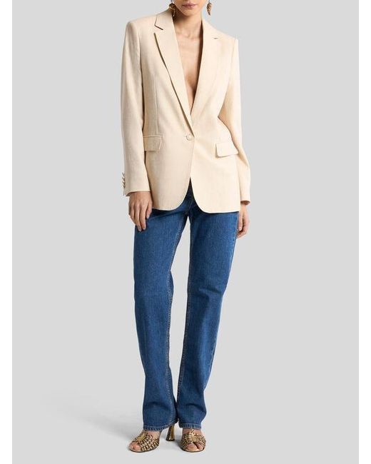 Etro Natural Wool Jacquard Single-Breasted Jacket With Paisley Motif