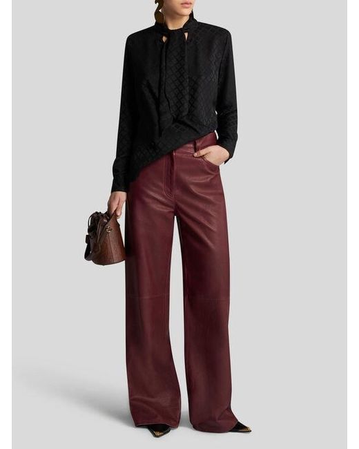 Etro Black Jacquard Scarf-Collar Shirt