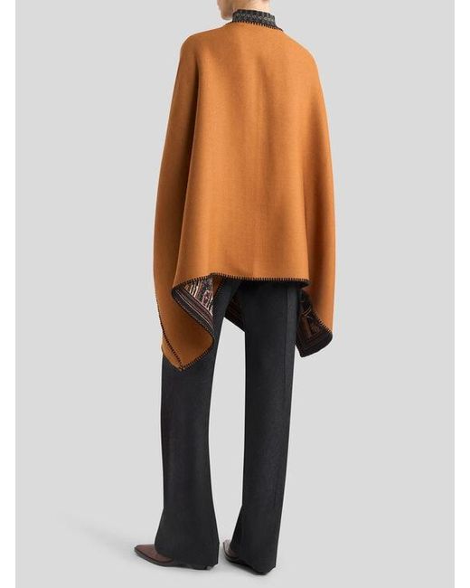 Etro Brown Reversible Wool-Blend Cloth Cape