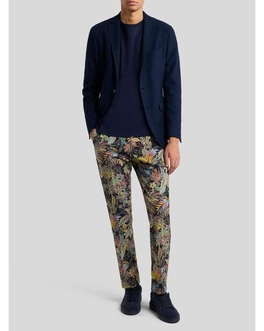 Etro Blue Worked Weave Jersey Jacket for men